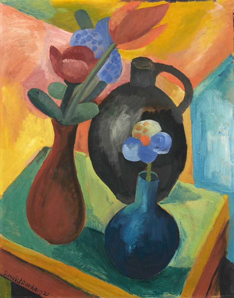 Martel Schwichtenberg - Stillleben mit Blumenvasen und Krug