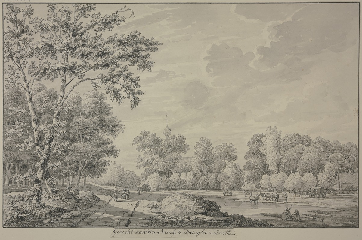 Abraham de Haen the Younger - Gezicht aan den Brink te Dwingloo in Drenthe