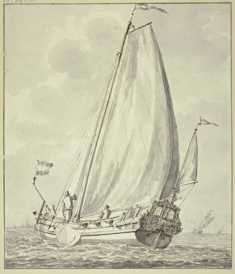 Abraham Storck - Boot mit zwei Mann, nach links segelnd