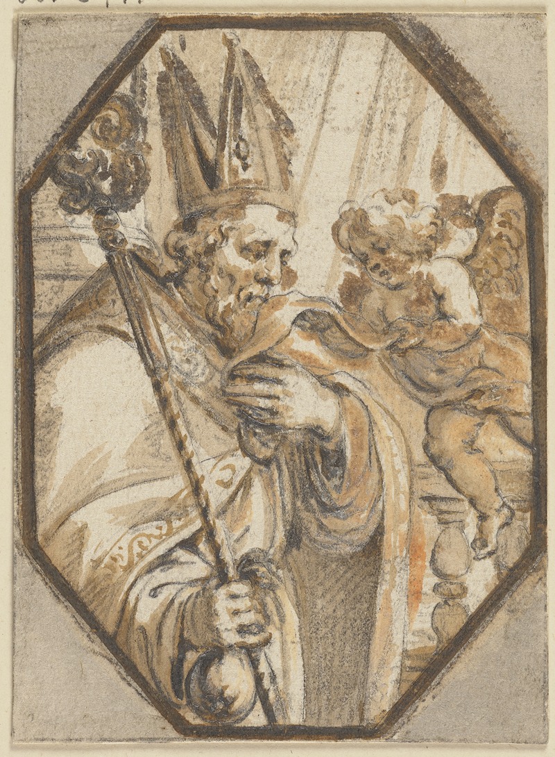 Abraham van Diepenbeeck - Ein Engel bringt einem Bischof die Windeln Christi