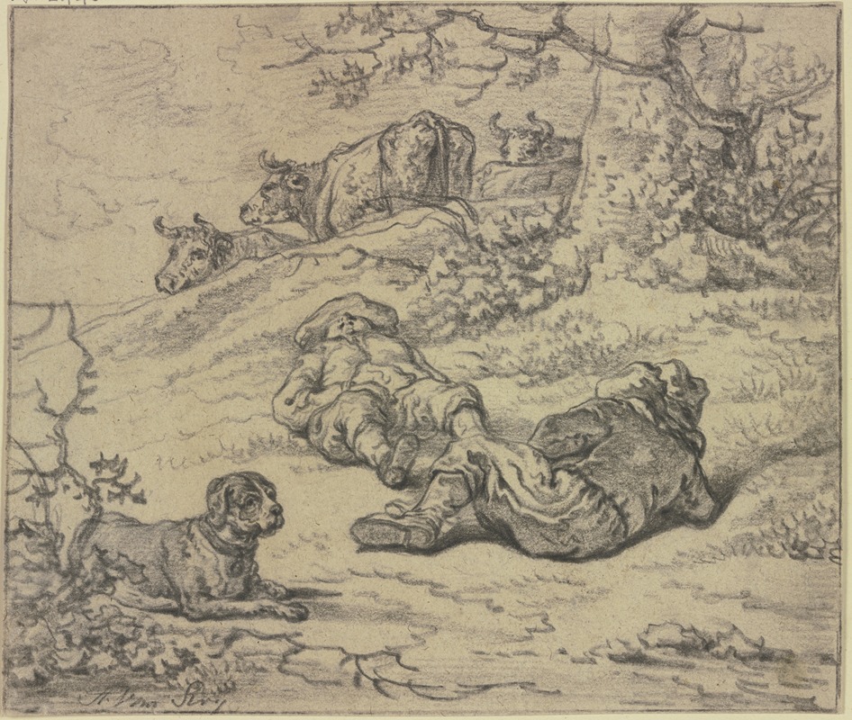 Abraham Van Strij - Zwei schlafende Hirten, der linke in starker Verkürzung