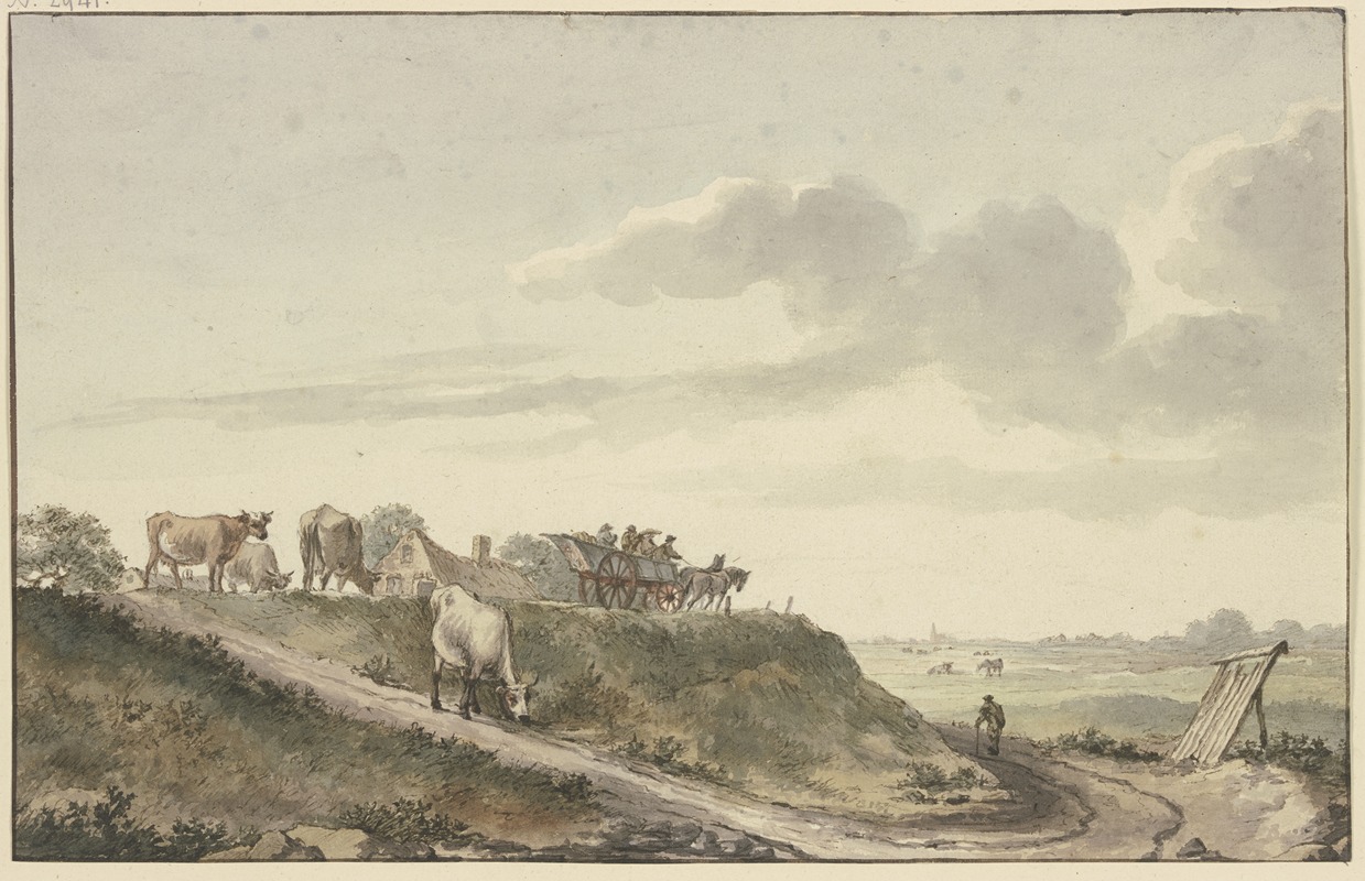 Abraham Van Strij - Holländische Landschaft mit Rinderherde und Fuhrkarren