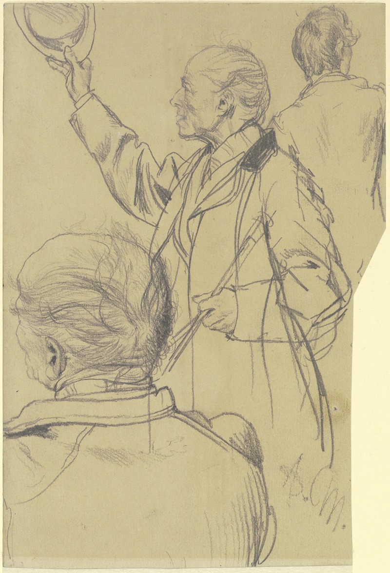 Adolph von Menzel - Zwei Zuschauer für das Gemälde ‘Abreise König Wilhelms I. zur Armee am 31. Juli 1870’