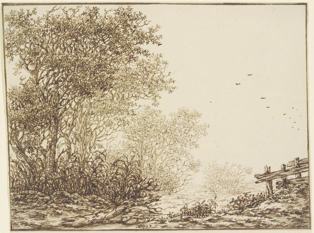 Adriaen Hendriksz. Verboom - Landschaft mit Bäumen und Weidegatter