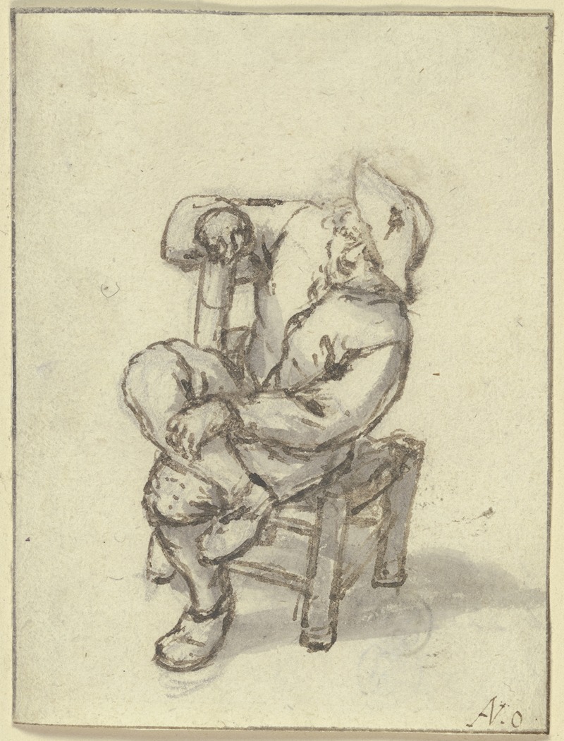 Adriaen van Ostade - Sitzender Bauer mit übergeschlagenen Beinen