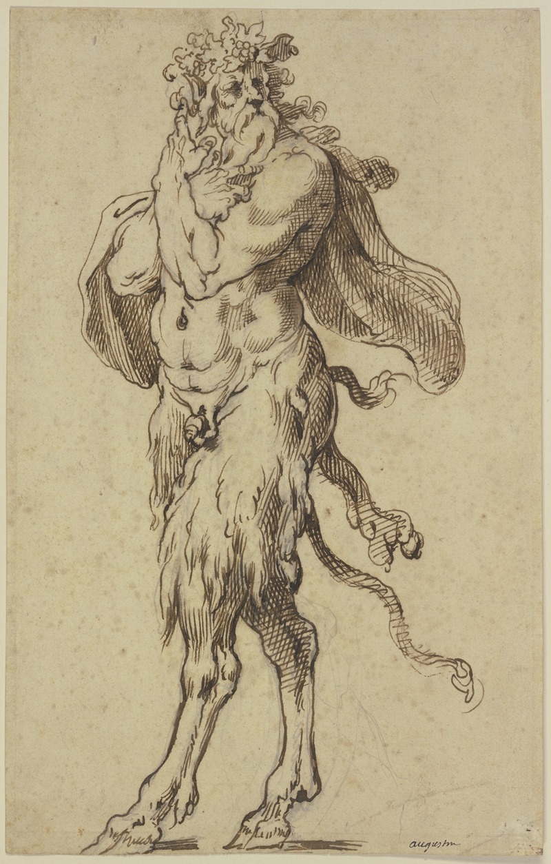 Agostino Carracci - Old satyr to the left