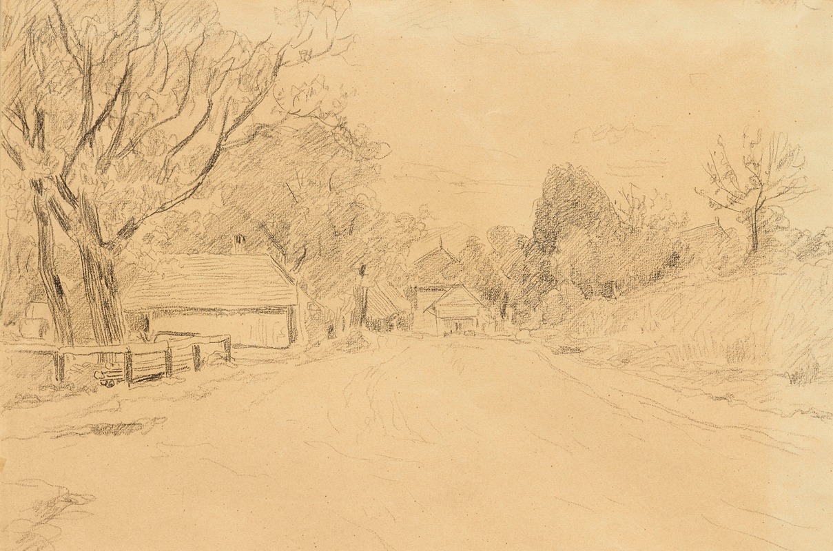 Albert Anker - Sketch of a village street
