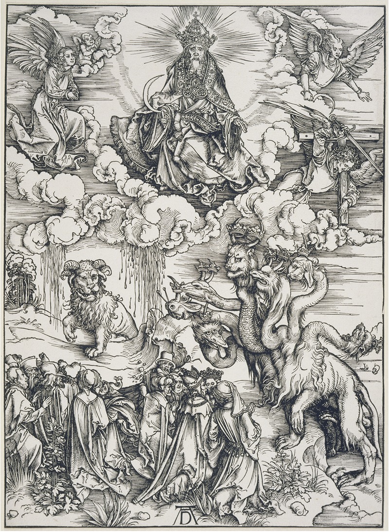 Albrecht Dürer - Das Tier mit den Lammhörnern, aus der Folge der Apokalypse, Einzeldruck vor dem Text