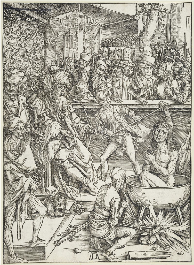 Albrecht Dürer - Die Marter des Evangelisten Johannes, aus der Folge der Apokalypse, Urausgabe Deutsch 1498