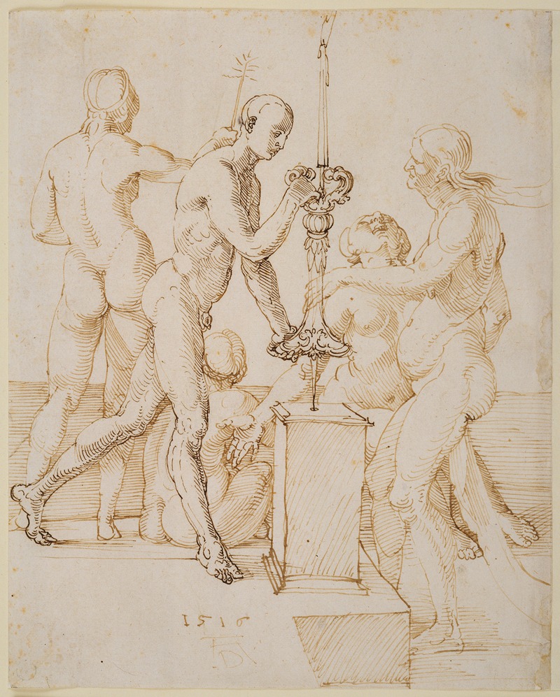 Albrecht Dürer - Fünf nackte Figuren um einen brennenden Leuchter