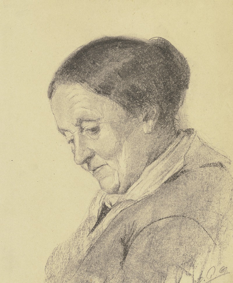 Alois Gabl - Bildnis einer alten Frau im Dreiviertelprofil