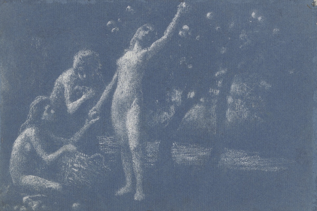 Alois Penz - Drei nackte Mädchen bei der Apfelernte