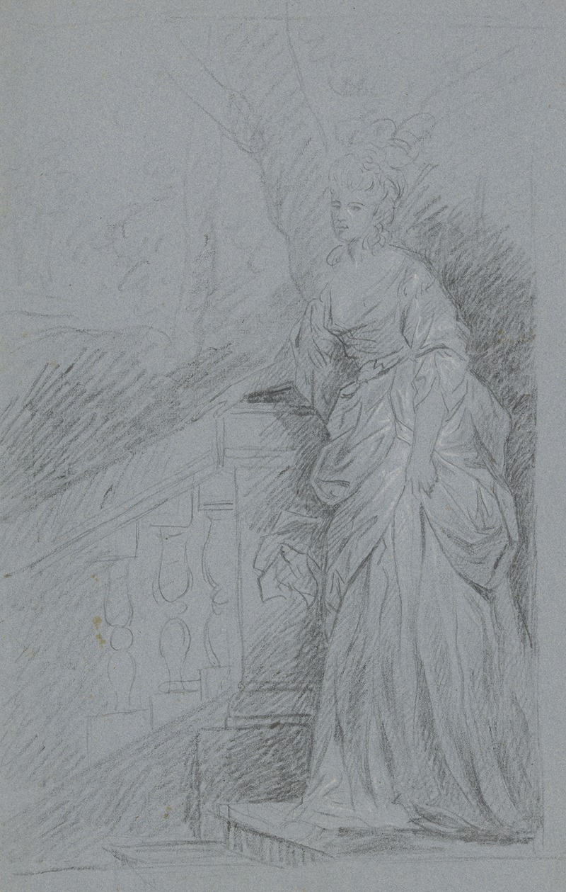 Angelica Kauffmann - Dame in ganzer Figur auf einer Freitreppe