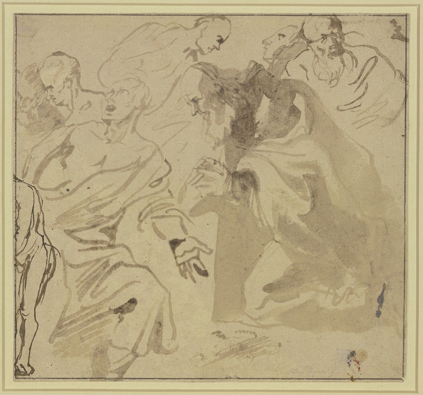 Anthony van Dyck - Studienblatt; Sieben Heilige