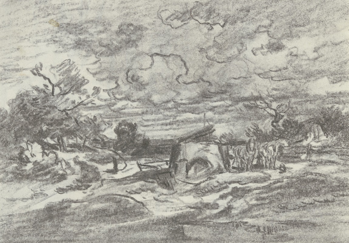 Anton Burger - Landscape in stormy weather