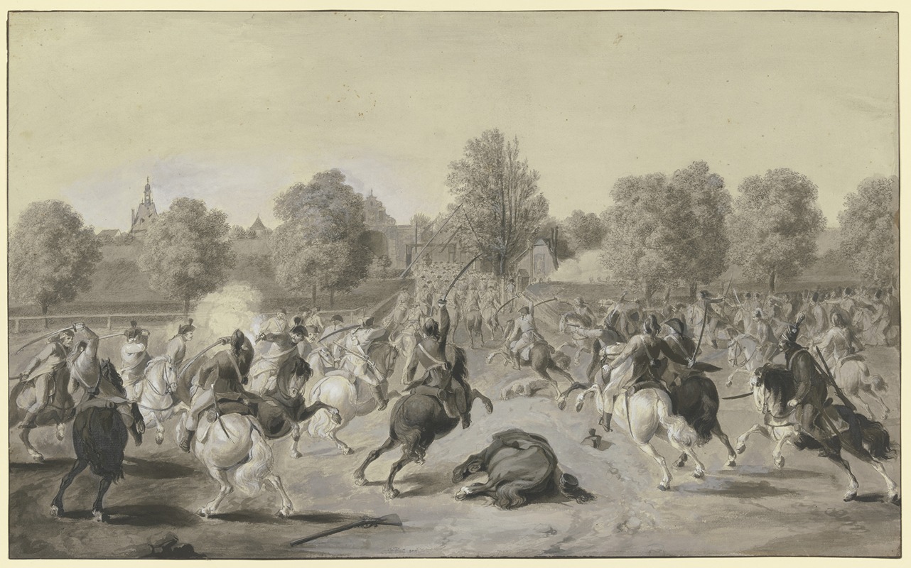 Anton Radl - Attacke der französischen Cavallerie auf die Stadt Frankfurt am Main im April 1797