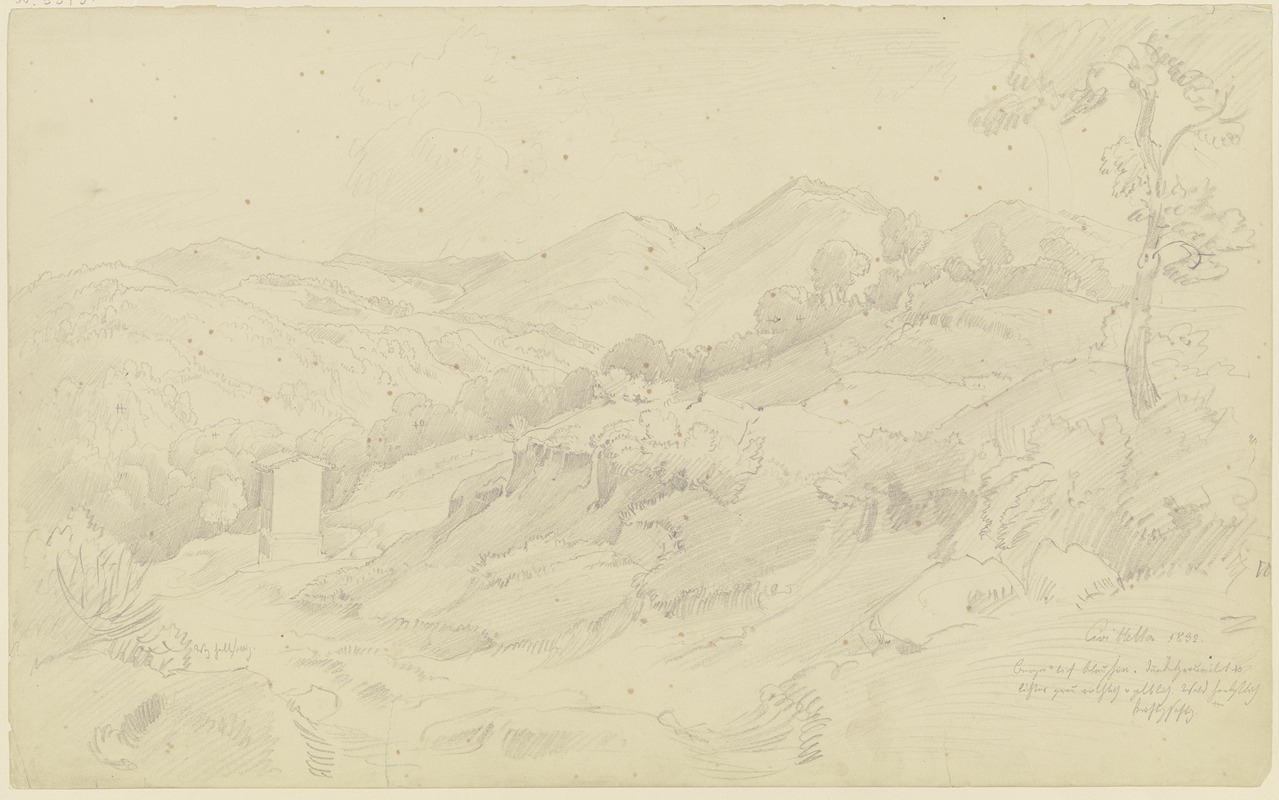 August Lucas - Landschaft mit Bildstock bei Civitella, dem heutigen Bellegra