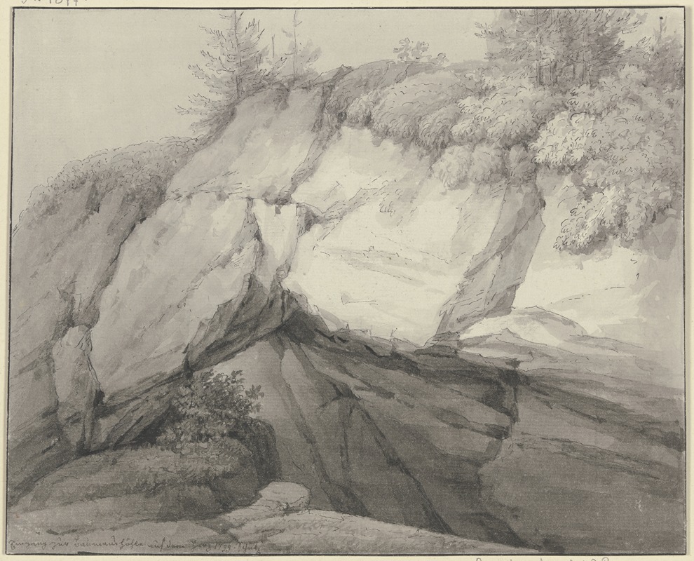 Christian Georg Schütz the Younger - Rockcave in the mountains
