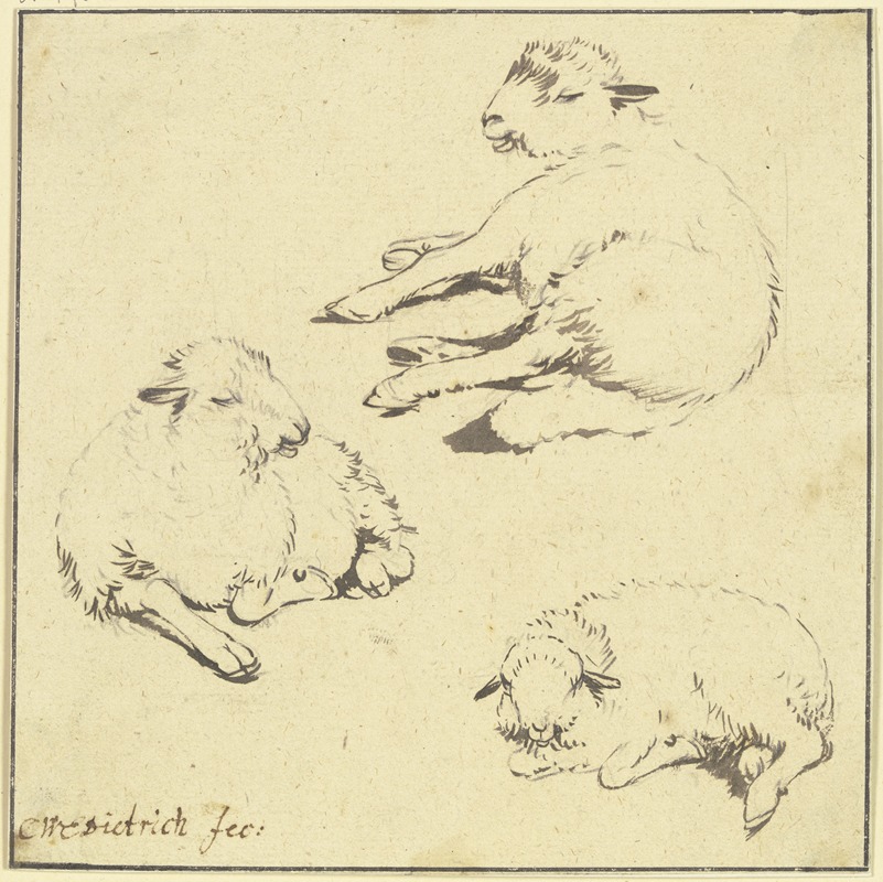 Christian Wilhelm Ernst Dietrich - Three resting sheep