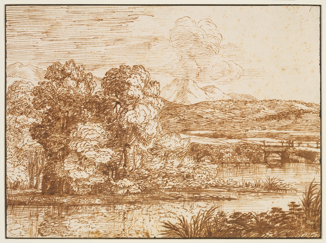 Claude Lorrain - Landschaft mit Baumgruppe am Wasser