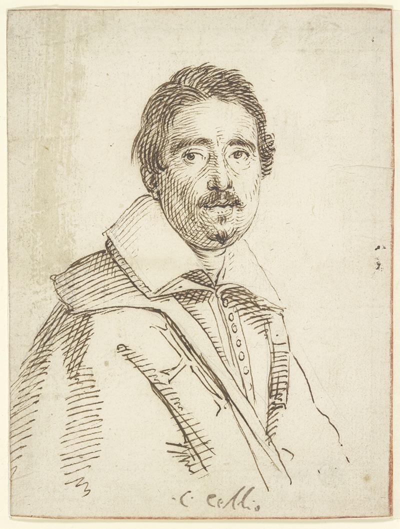 Claude Mellan - Brustbild eines Mannes mit Schnurr- und Knebelbart und umgelegtem Kragen nach rechts