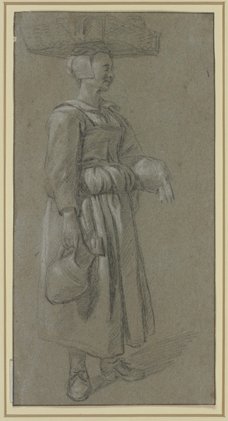 Cornelis Pietersz. Bega - Fischverkäuferin, einen Korb auf dem Kopf tragend