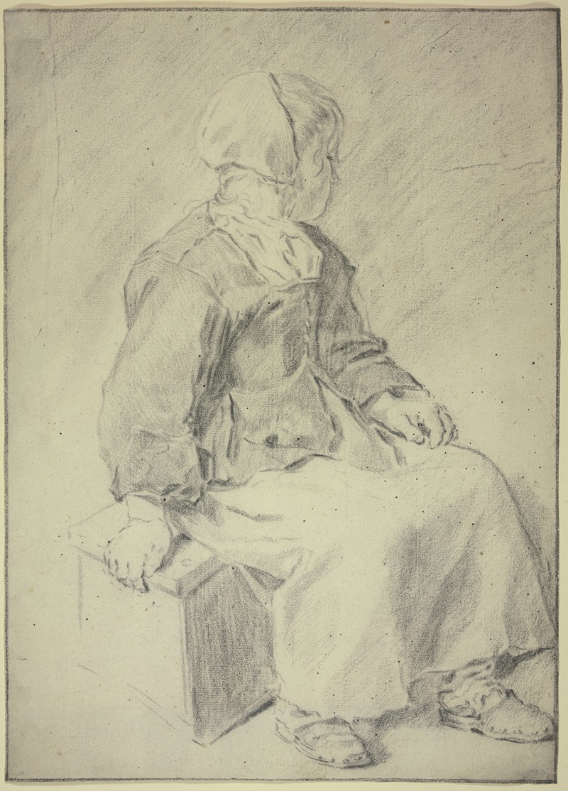 Cornelis Saftleven - Auf einem Schemel sitzendes Mädchen