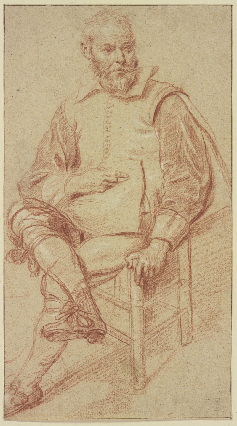 Cornelis van den Berg - Bärtiger Mann auf einem Stuhl sitzend
