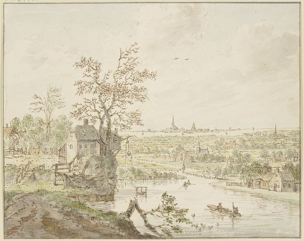 Cornelis Verdonck - Flußgegend, in der Ferne das Meer mit einer Stadt