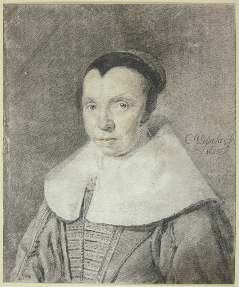Cornelis Visscher - Alte Frau mit schwarzer Haube und großem weißem Kragen