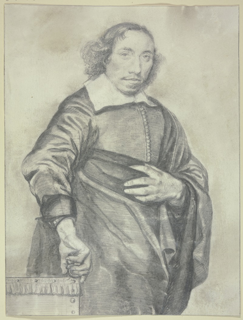 Cornelis Visscher - Stehender Mann auf einen Stuhl gestützt