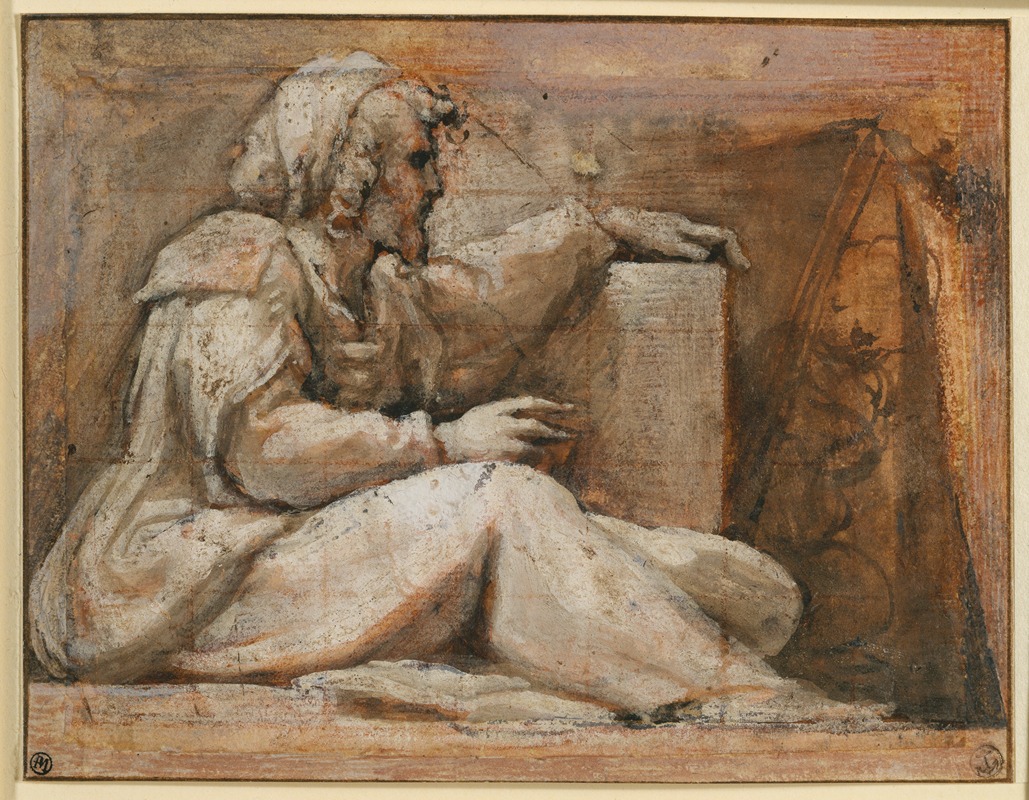 Correggio - Seated Prophet with Book, facing right