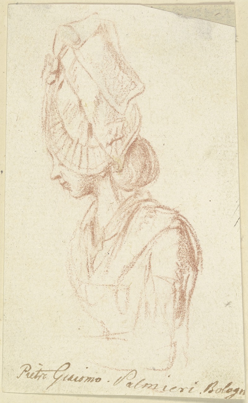 Daniel Nikolaus Chodowiecki - Brustbild einer Dame mit großer Haube, im Profil nach links