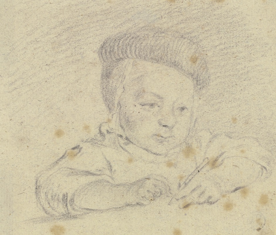 Daniel Nikolaus Chodowiecki - Brustbild eines Kindes, das zeichnend an einem Tisch sitzt
