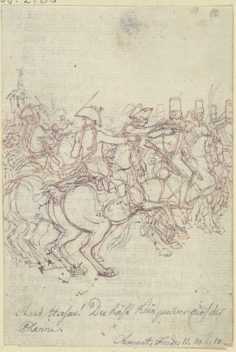 Daniel Nikolaus Chodowiecki - Eine Gruppe von Soldaten zu Pferde, nach rechts sprengend