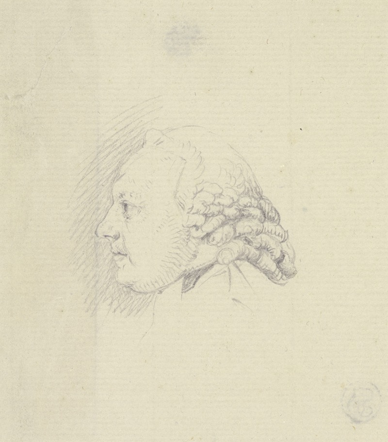 Daniel Nikolaus Chodowiecki - Kopf eines Mannes mit gelockter Perücke im Profil nach links