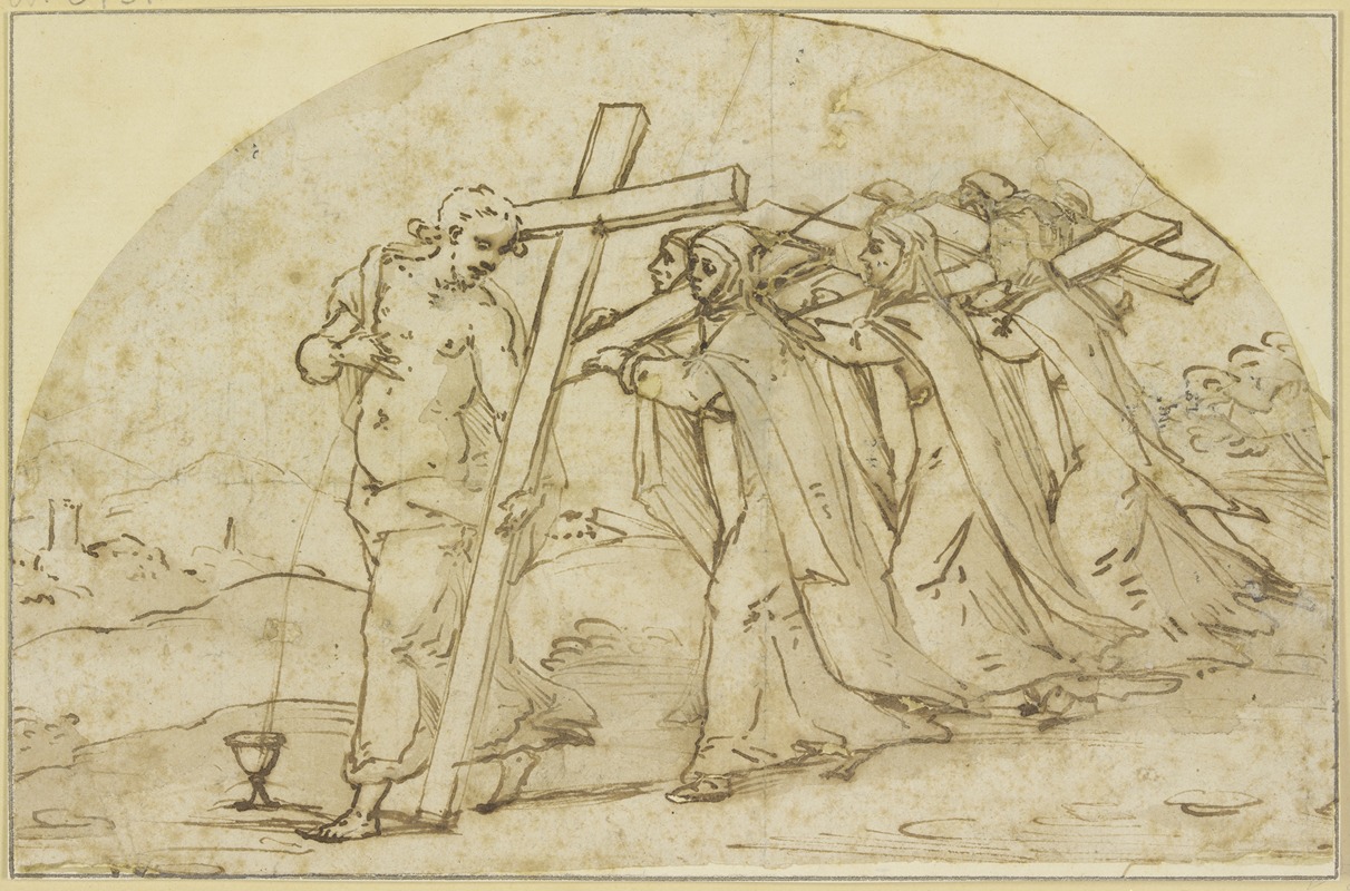 Denys Calvaert - Allegorische Darstellung des kreuztragenden Christus, gefolgt von kreuztragenden Nonnen