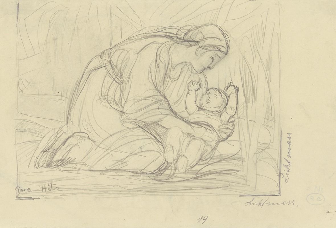 Dora Hitz - Kneeling woman with a baby