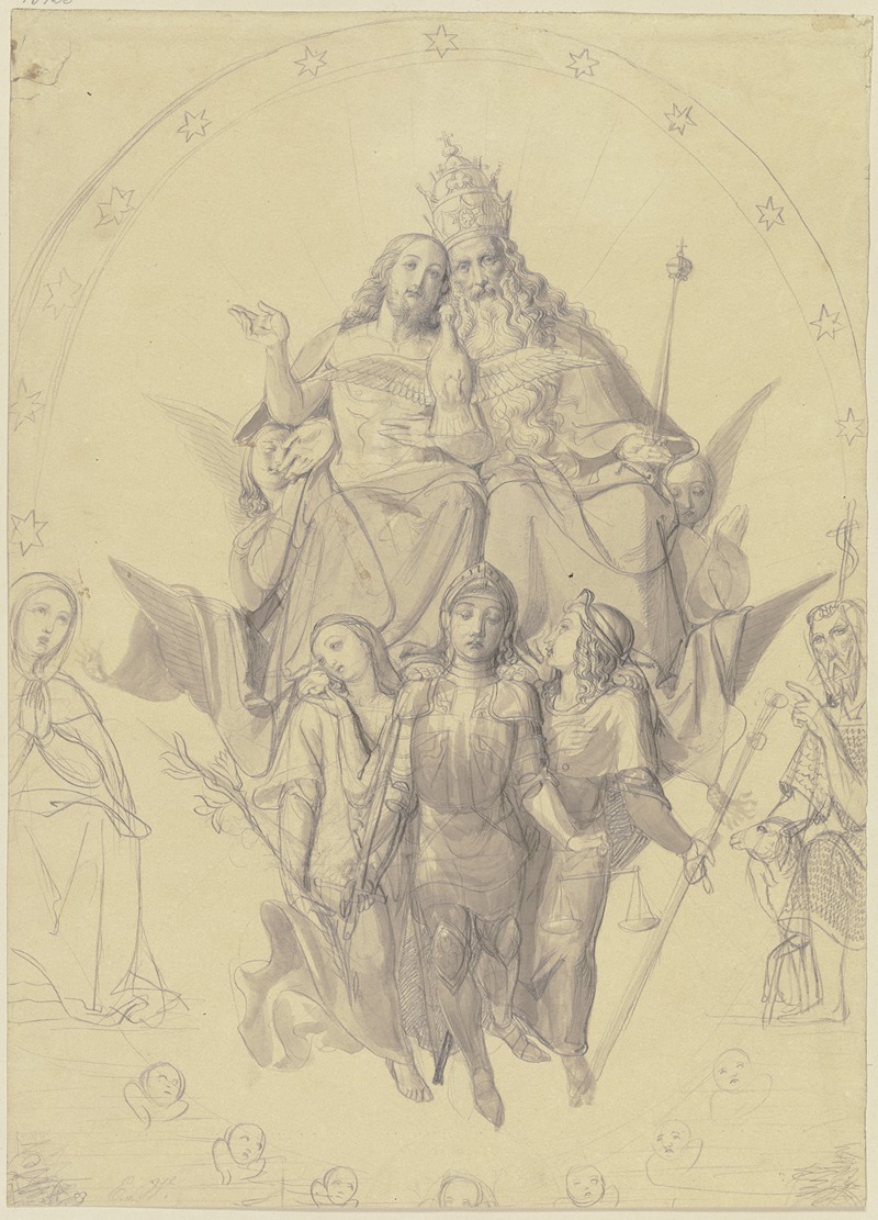 Eberhard von Wächter - Die Heilige Dreifaltigkeit mit den Erzengeln, Maria und Johannes dem Täufer