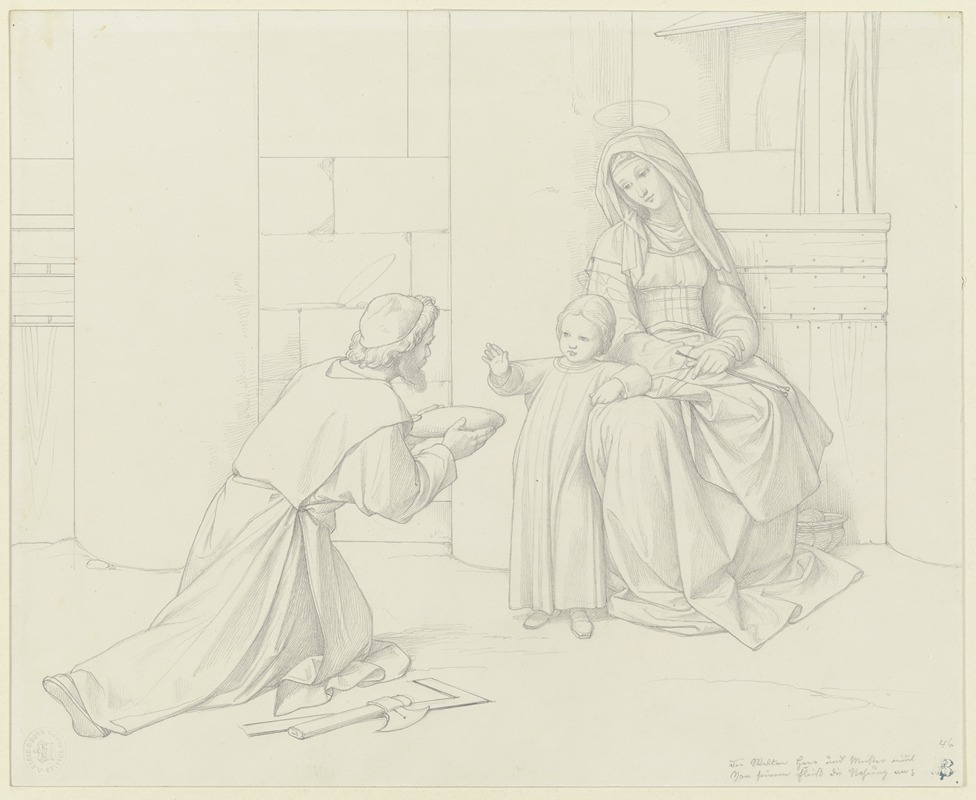 Eduard von Steinle - Der Heilige Jospeh bringt Maria und dem Jesuskind das Brot
