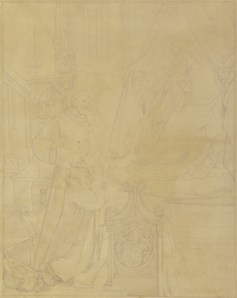 Eduard von Steinle - Franz Brentano mit dem Heiligen Franziskus in Verehrung vor der Madonna