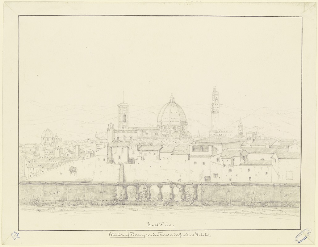 Ernst Fries - Blick von der Terrasse des Giardino Boboli auf Florenz