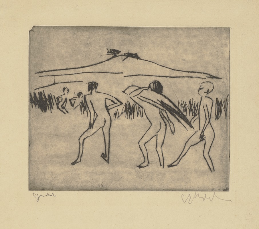 Ernst Ludwig Kirchner - Badende Männer, einer Schilf tragend