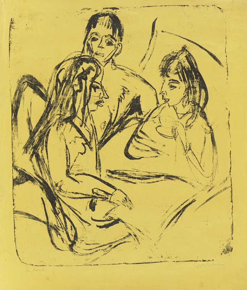 Ernst Ludwig Kirchner - Die Rekonvaleszentin. – Mann mit zwei Mädchen