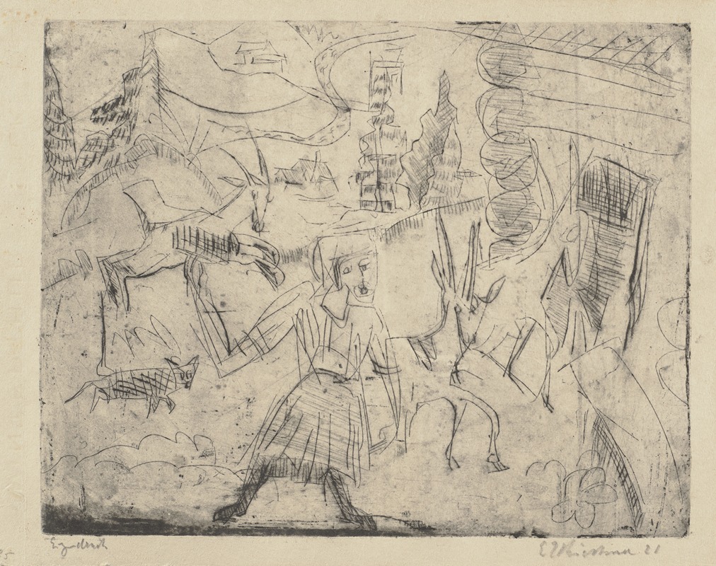 Ernst Ludwig Kirchner - Eintreiben von Ziegen