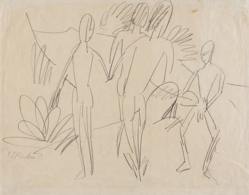 Ernst Ludwig Kirchner - Four Figures on the Fehmarn Beach
