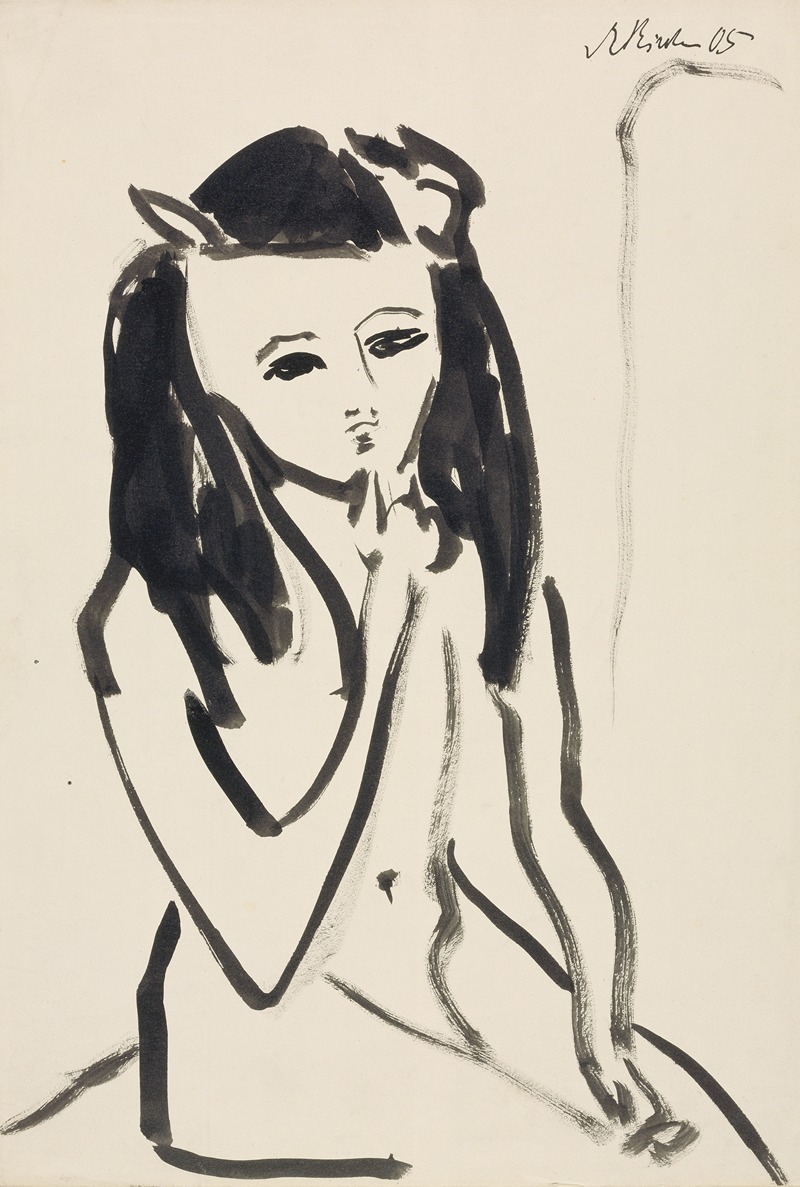 Ernst Ludwig Kirchner - Fränzi as a Nude, Her Hand on Her Chin