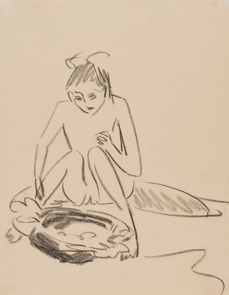 Ernst Ludwig Kirchner - Fränzi mit Badetub (Hockende Fränzi)