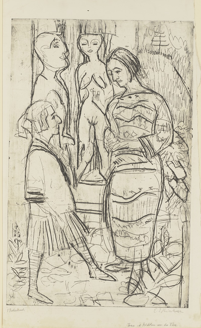 Ernst Ludwig Kirchner - Frau und Mädchen vor der Türe