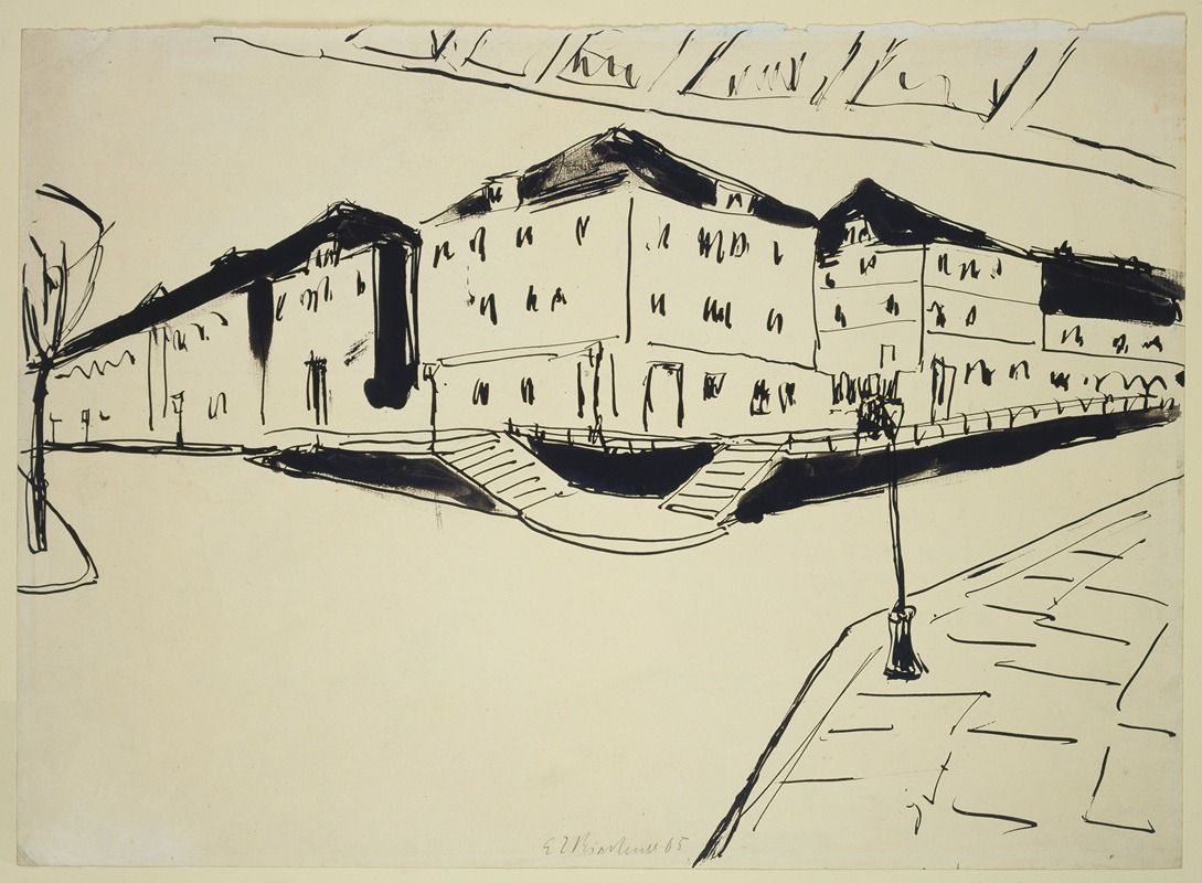 Ernst Ludwig Kirchner - Häuser an einer Bahnunterführung in Dresden